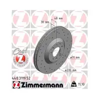 Original ZIMMERMANN 440.3119.52 Bremsscheiben 2 Stück für PEUGEOT