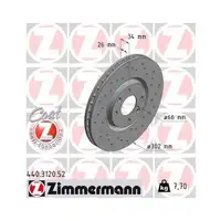 Original ZIMMERMANN 440.3120.52 Bremsscheiben 2 Stück für PEUGEOT