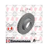 ZIMMERMANN 460.1520.20 Bremsscheiben 2 Stück für PORSCHE