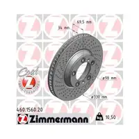 ZIMMERMANN 460.1560.20 Bremsscheiben 2 Stück für PORSCHE