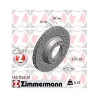 ZIMMERMANN 460.1566.20 Bremsscheiben 2 Stück für PORSCHE