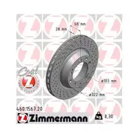 ZIMMERMANN 460.1567.20 Bremsscheiben 2 Stück für PORSCHE