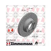 ZIMMERMANN 460.1563.20 Bremsscheiben 2 Stück für PORSCHE