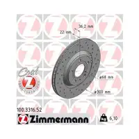 Original Zimmermann 100.3316.52 Bremsscheiben 2 Stück für AUDI