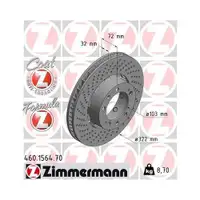 ZIMMERMANN 460.1564.70 Bremsscheiben 2 Stück für PORSCHE