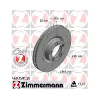 Original ZIMMERMANN 460.1581.20 Bremsscheiben 2 Stück für PORSCHE