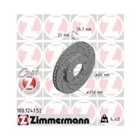 Original Zimmermann 100.1241.52 Bremsscheiben 2 Stück für VW