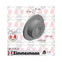 ZIMMERMANN 230.2375.20 Bremsscheiben 2 Stück FIAT