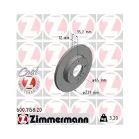 ZIMMERMANN 600.1158.20 Bremsscheiben 2 Stück VW