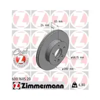 ZIMMERMANN 600.1605.20 Bremsscheiben 2 Stück VW