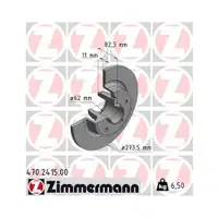 ZIMMERMANN 470.2415.00 Bremsscheiben 2 Stück für RENAULT