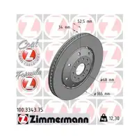 Original ZIMMERMANN 100.3343.75 Bremsscheiben 2 Stück für AUDI