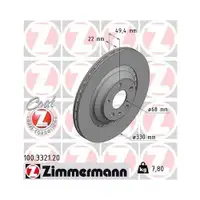 Zimmermann 100.3321.20 Bremsscheiben 2 Stück AUDI