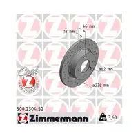 ZIMMERMANN 500.2304.52 Bremsscheiben 2 Stück für SKODA