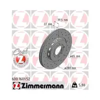 Original ZIMMERMANN 600.1601.52 Bremsscheiben 2 Stück für SEAT