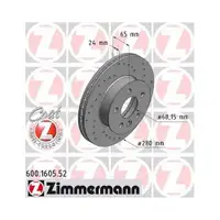 ZIMMERMANN 600.1605.52 Bremsscheiben 2 Stück für VW