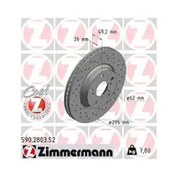 Original ZIMMERMANN 590.2803.52 Bremsscheiben 2 Stück für TOYOTA