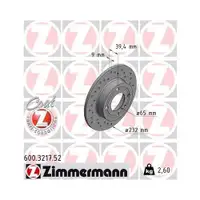 Original ZIMMERMANN 600.3217.52 Bremsscheiben 2 Stück für SEAT