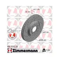 ZIMMERMANN 100.3312.20 Bremsscheiben 2 Stück AUDI