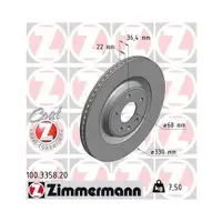 ZIMMERMANN 100.3358.20 Bremsscheiben 2 Stück AUDI