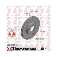 Original ZIMMERMANN 600.3208.52 Bremsscheiben 2 Stück für VW
