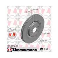 Zimmermann 400.3612.20 Bremsscheiben 2 Stück MERCEDES-BENZ