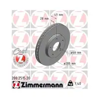 Zimmermann 200.2515.20 Bremsscheiben 2 Stück NISSAN