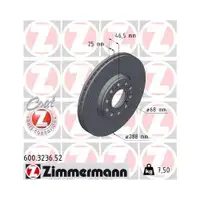 Original Zimmermann 600.3236.52 Bremsscheiben 2 Stück für VW