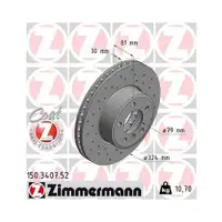 ZIMMERMANN 150.3407.52 Bremsscheiben 2 Stück für BMW