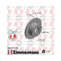 Zimmermann 100.1217.20 Bremsscheiben 2 Stück AUDI