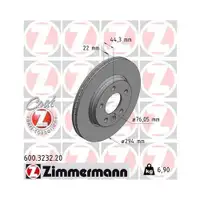 Zimmermann 600.3232.20 Bremsscheiben 2 Stück VW