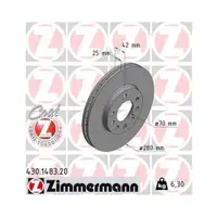 Original Zimmermann 430.1483.20 Bremsscheiben 2 Stück für OPEL