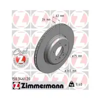 Zimmermann 150.3461.20 Bremsscheiben 2 Stück BMW