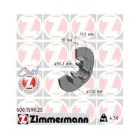 ZIMMERMANN 600.1599.20 Bremsscheiben 2 Stück