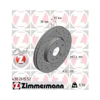 ZIMMERMANN 430.2615.52 Bremsscheiben 2 Stück für OPEL