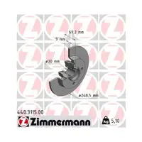 Zimmermann 440.3115.00 Bremsscheiben 2 Stück PEUGEOT