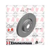 Zimmermann 610.3712.20 Bremsscheiben 2 Stück VOLVO