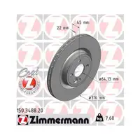 ZIMMERMANN 150.3488.20 Bremsscheiben 2 Stück MINI