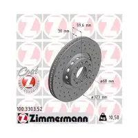 Original ZIMMERMANN 100.3303.52 Bremsscheiben 2 Stück für AUDI