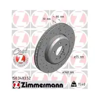 ZIMMERMANN 150.3483.52 Bremsscheiben 2 Stück für BMW