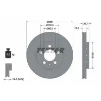 Original TEXTAR 92082205 Bremsscheiben 2 Stück für SKODA