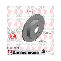 Zimmermann 200.2529.20 Bremsscheiben 2 Stück NISSAN
