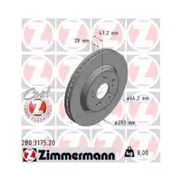 Zimmermann 280.3175.20 Bremsscheiben 2 Stück HONDA