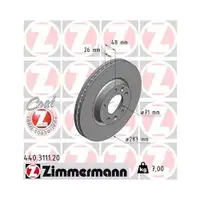 Zimmermann 440.3111.20 Bremsscheiben 2 Stück PEUGEOT