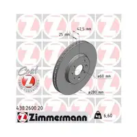 Zimmermann 430.2600.20 Bremsscheiben 2 Stück OPEL