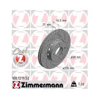 Original ZIMMERMANN 100.1219.52 Bremsscheiben 2 Stück für AUDI