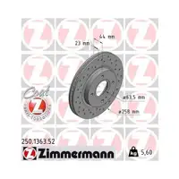 Original ZIMMERMANN 250.1363.52 Bremsscheiben 2 Stück für FORD