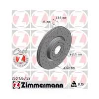 Original ZIMMERMANN 250.1353.52 Bremsscheiben 2 Stück für FORD