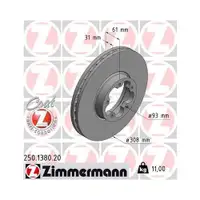 ZIMMERMANN 250.1380.20 Bremsscheiben 2 Stück FORD