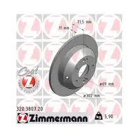 Zimmermann 320.3807.20 Bremsscheiben 2 Stück KIA